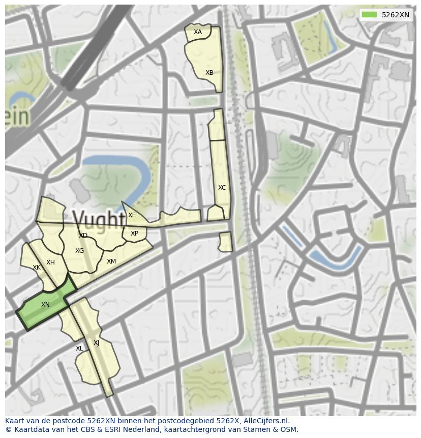 Afbeelding van het postcodegebied 5262 XN op de kaart.