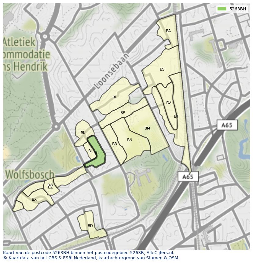 Afbeelding van het postcodegebied 5263 BH op de kaart.