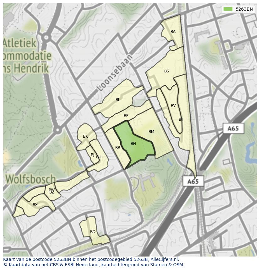 Afbeelding van het postcodegebied 5263 BN op de kaart.