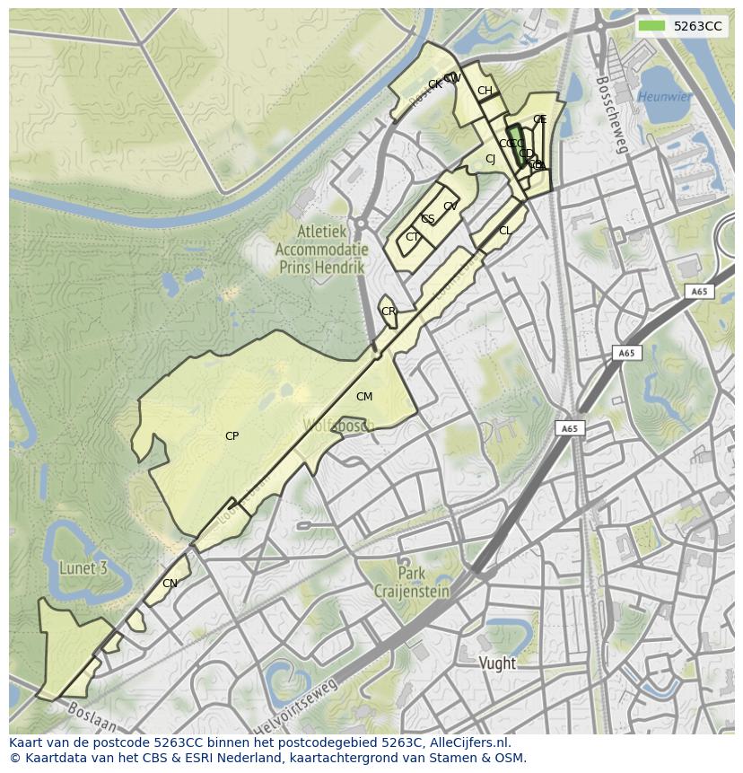 Afbeelding van het postcodegebied 5263 CC op de kaart.