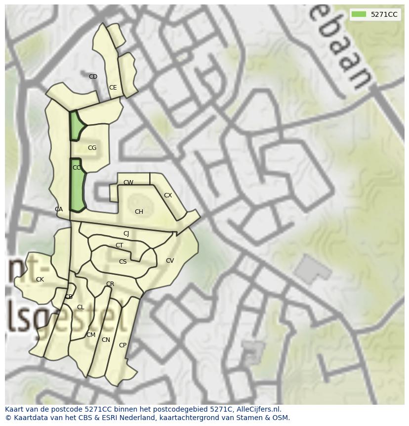 Afbeelding van het postcodegebied 5271 CC op de kaart.