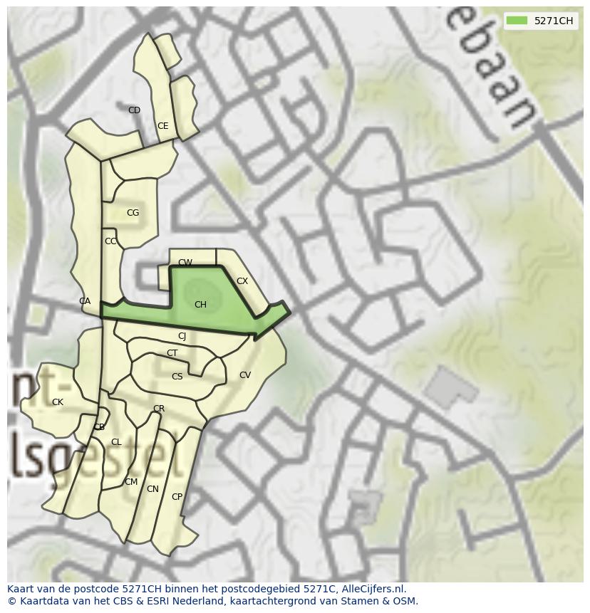 Afbeelding van het postcodegebied 5271 CH op de kaart.