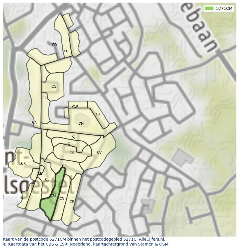Afbeelding van het postcodegebied 5271 CM op de kaart.