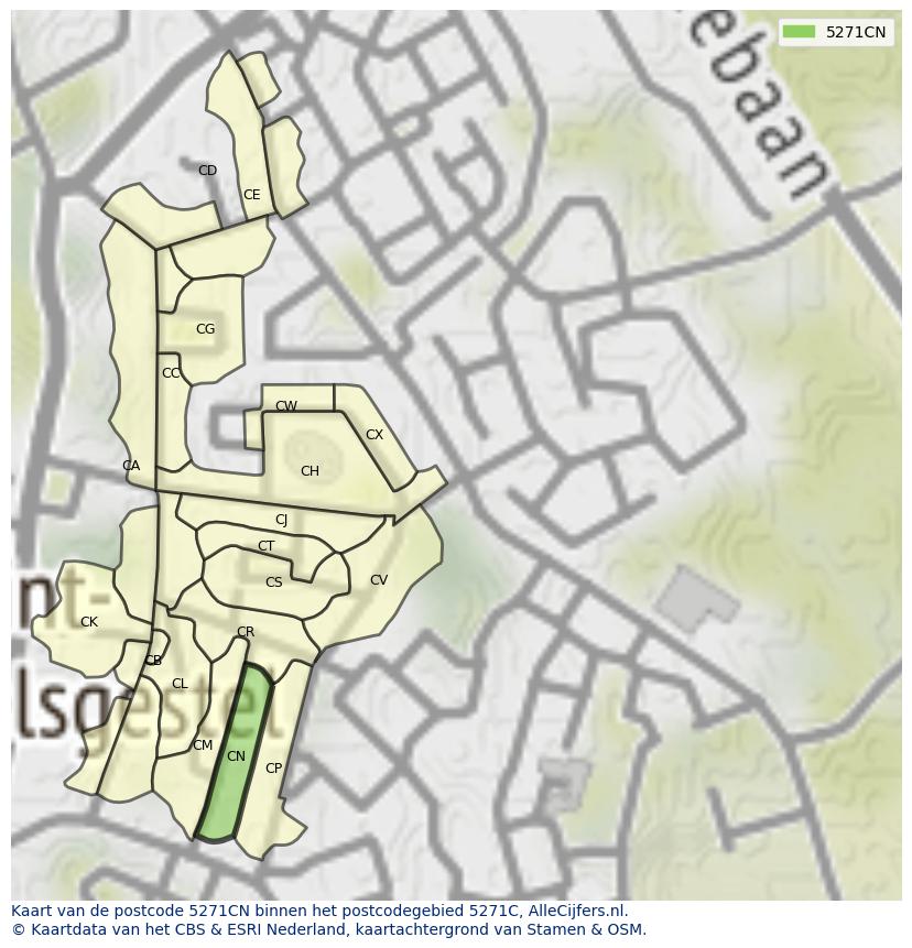 Afbeelding van het postcodegebied 5271 CN op de kaart.
