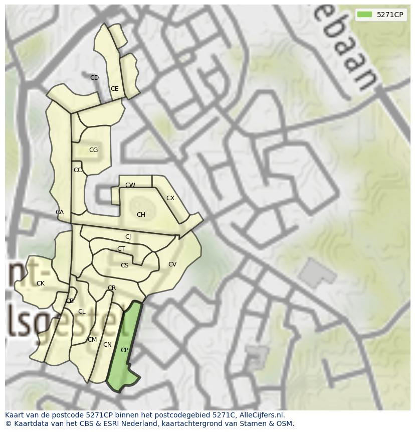 Afbeelding van het postcodegebied 5271 CP op de kaart.
