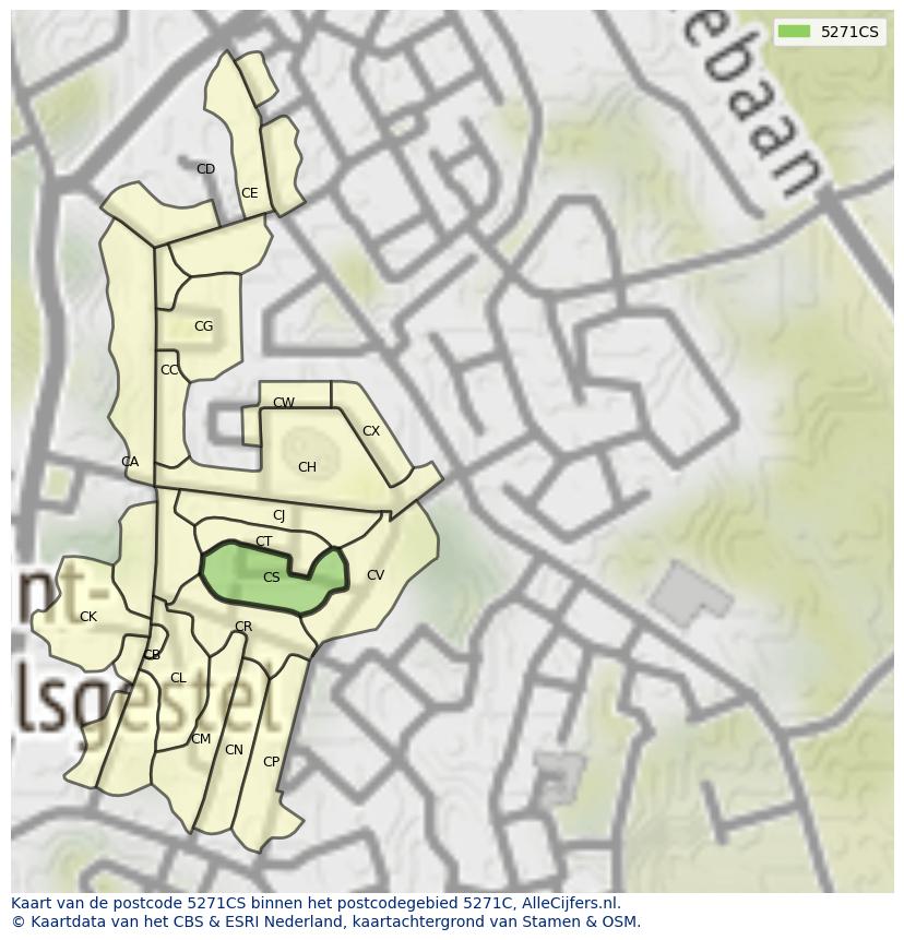 Afbeelding van het postcodegebied 5271 CS op de kaart.