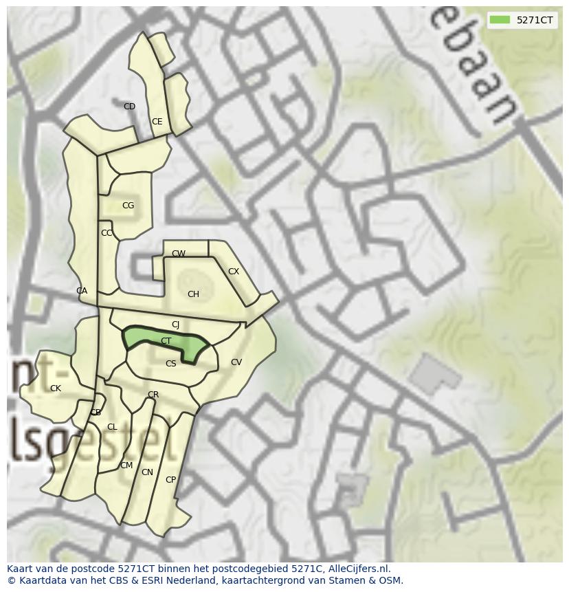 Afbeelding van het postcodegebied 5271 CT op de kaart.