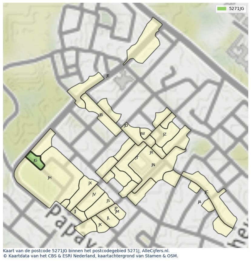 Afbeelding van het postcodegebied 5271 JG op de kaart.