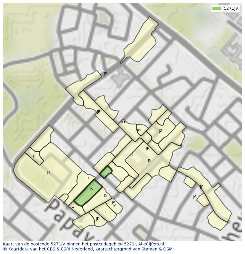 Afbeelding van het postcodegebied 5271 JV op de kaart.