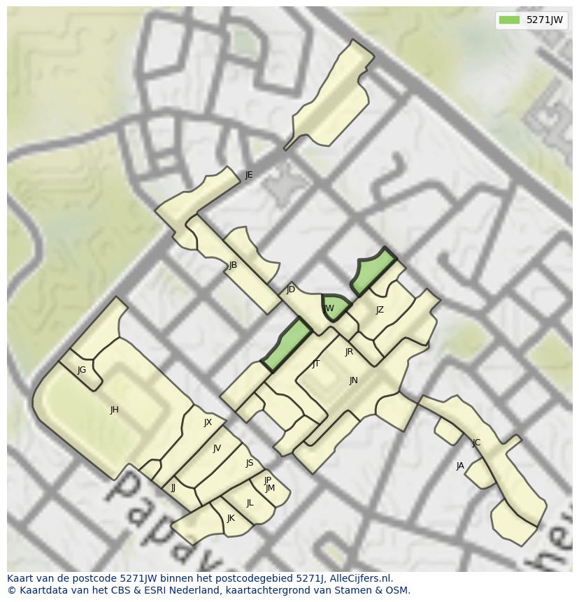 Afbeelding van het postcodegebied 5271 JW op de kaart.