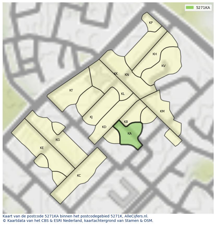 Afbeelding van het postcodegebied 5271 KA op de kaart.