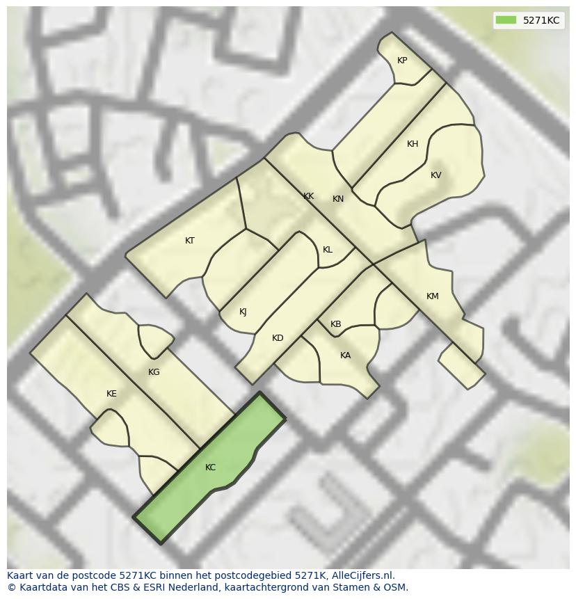 Afbeelding van het postcodegebied 5271 KC op de kaart.