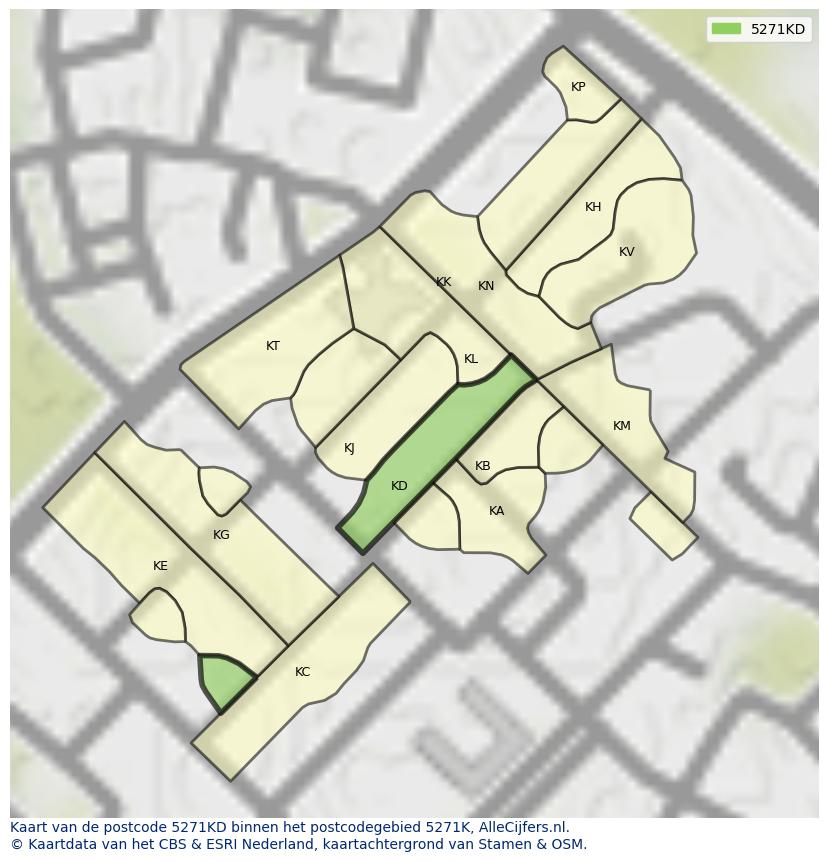 Afbeelding van het postcodegebied 5271 KD op de kaart.
