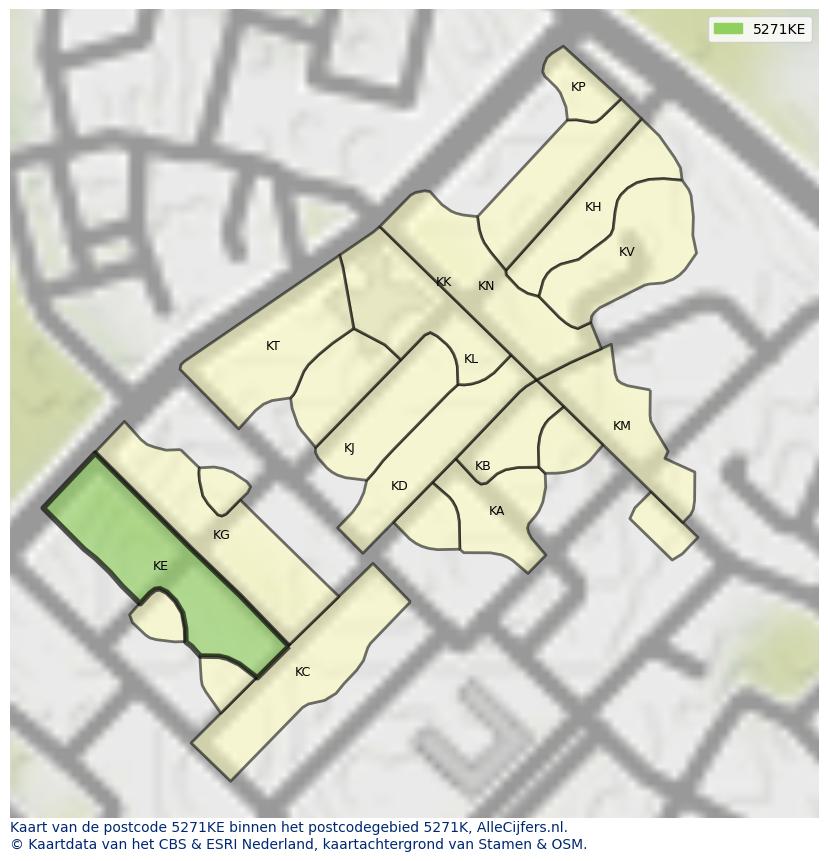 Afbeelding van het postcodegebied 5271 KE op de kaart.