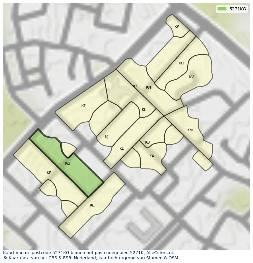 Afbeelding van het postcodegebied 5271 KG op de kaart.