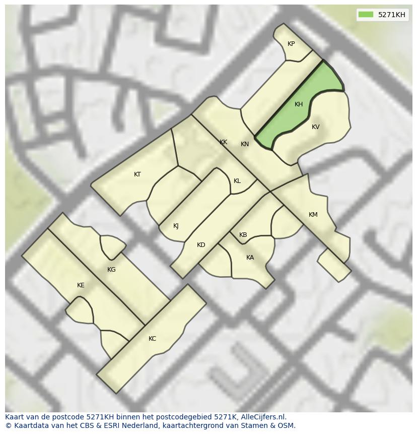 Afbeelding van het postcodegebied 5271 KH op de kaart.