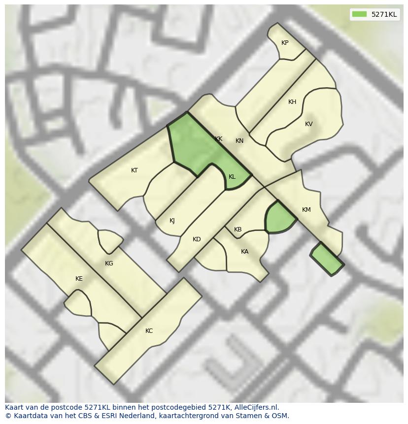 Afbeelding van het postcodegebied 5271 KL op de kaart.