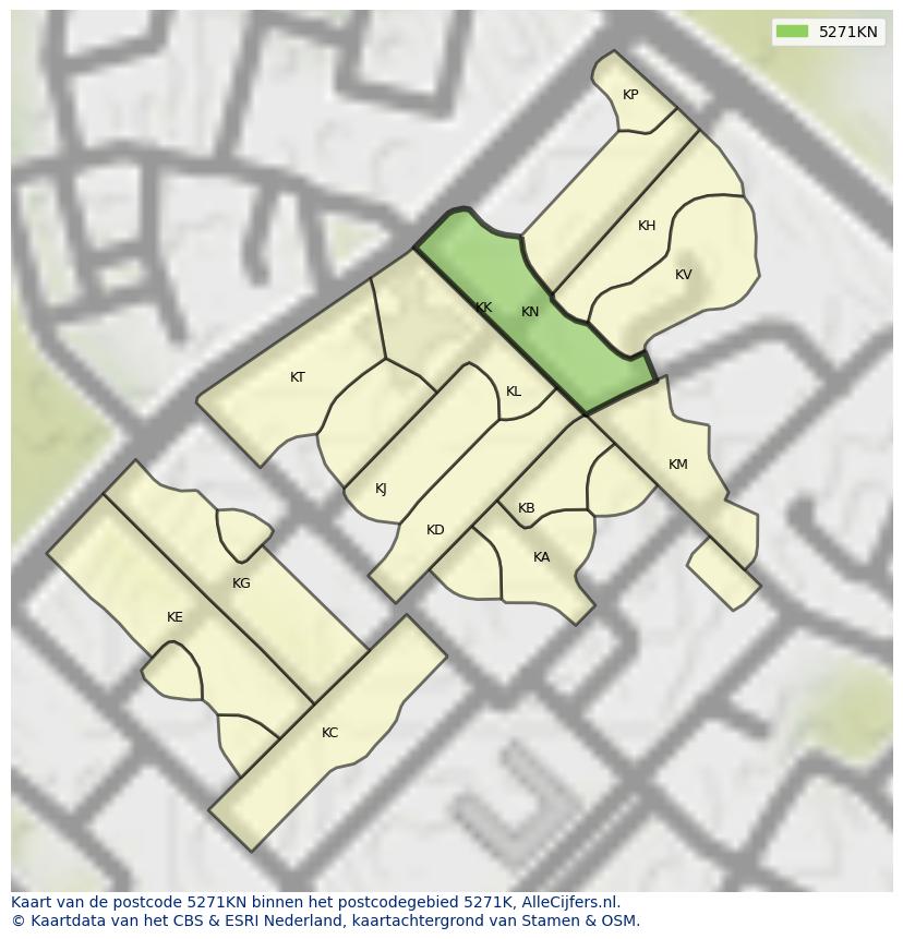 Afbeelding van het postcodegebied 5271 KN op de kaart.
