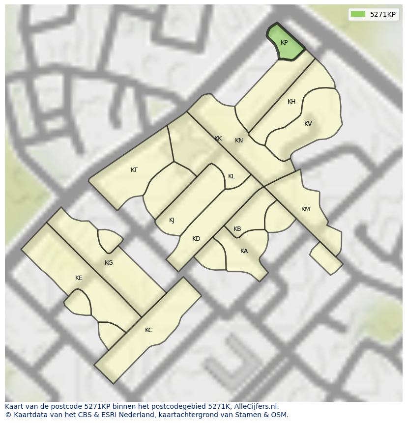 Afbeelding van het postcodegebied 5271 KP op de kaart.