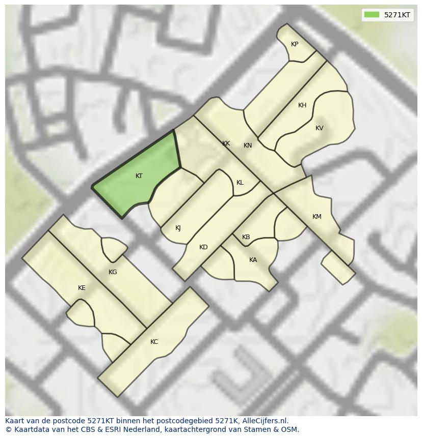 Afbeelding van het postcodegebied 5271 KT op de kaart.