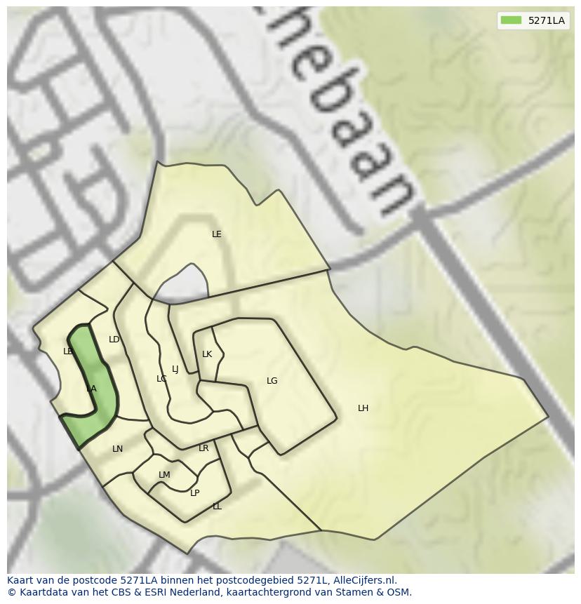 Afbeelding van het postcodegebied 5271 LA op de kaart.