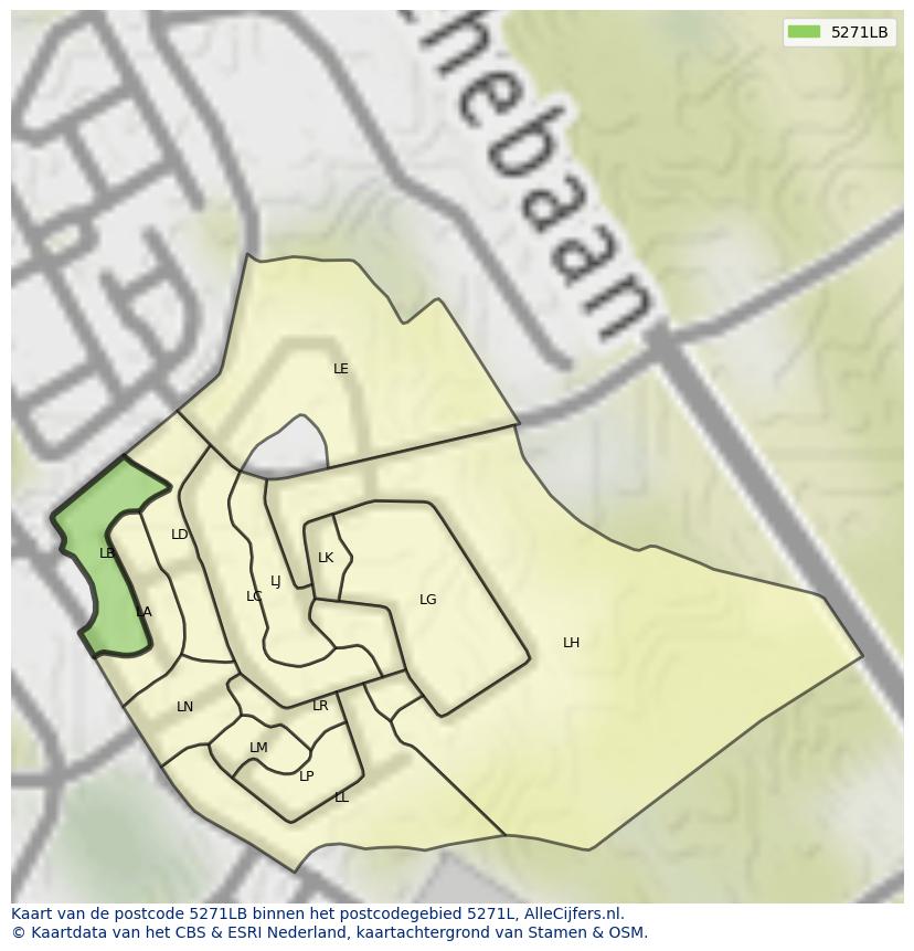 Afbeelding van het postcodegebied 5271 LB op de kaart.