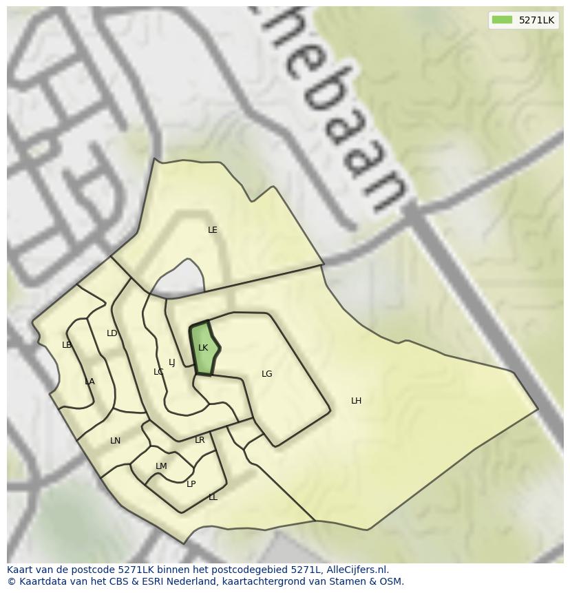 Afbeelding van het postcodegebied 5271 LK op de kaart.