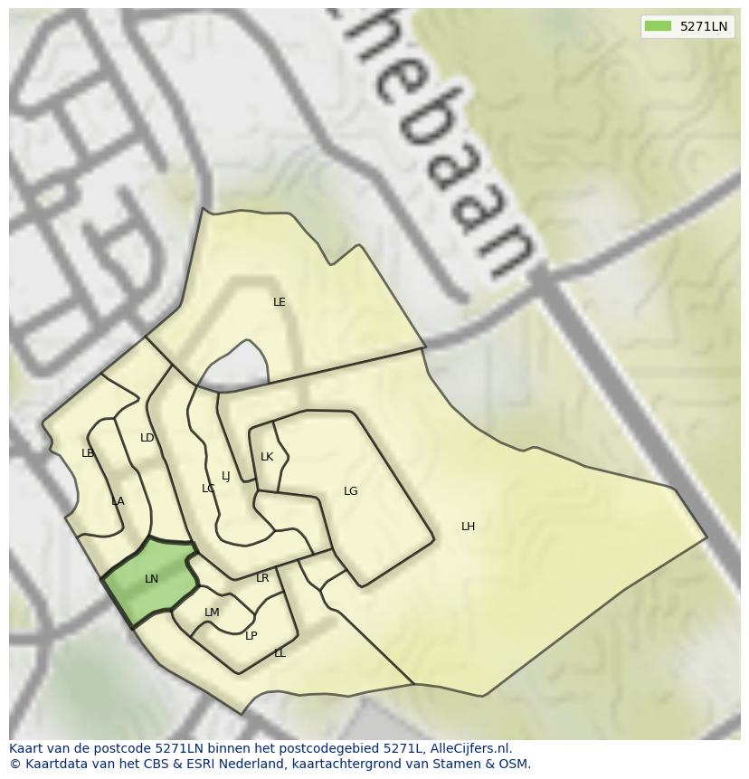 Afbeelding van het postcodegebied 5271 LN op de kaart.