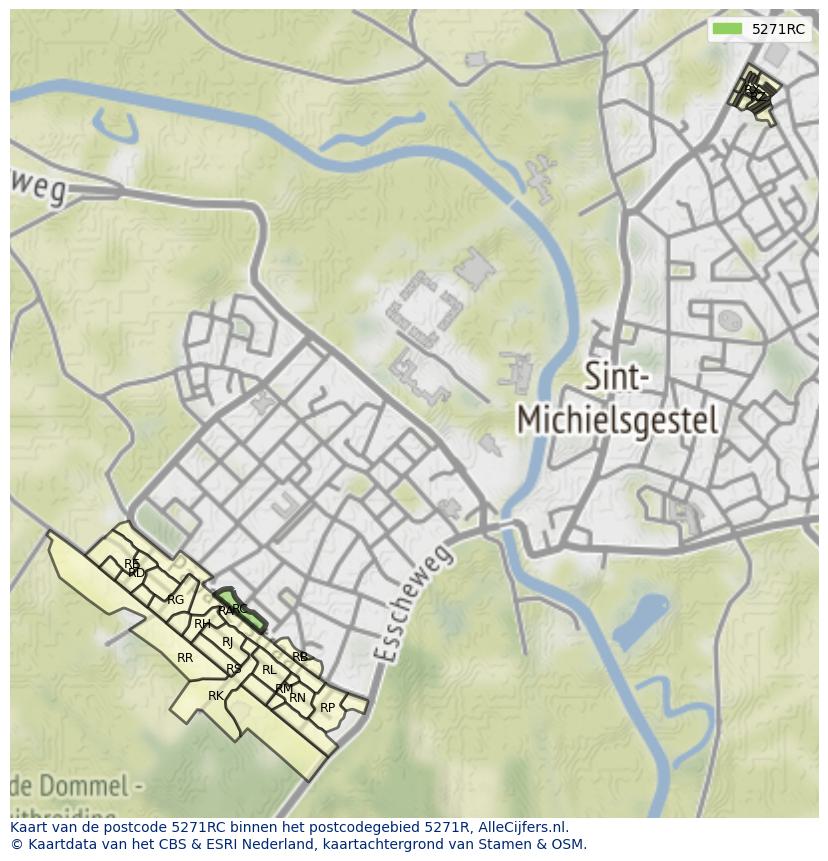 Afbeelding van het postcodegebied 5271 RC op de kaart.