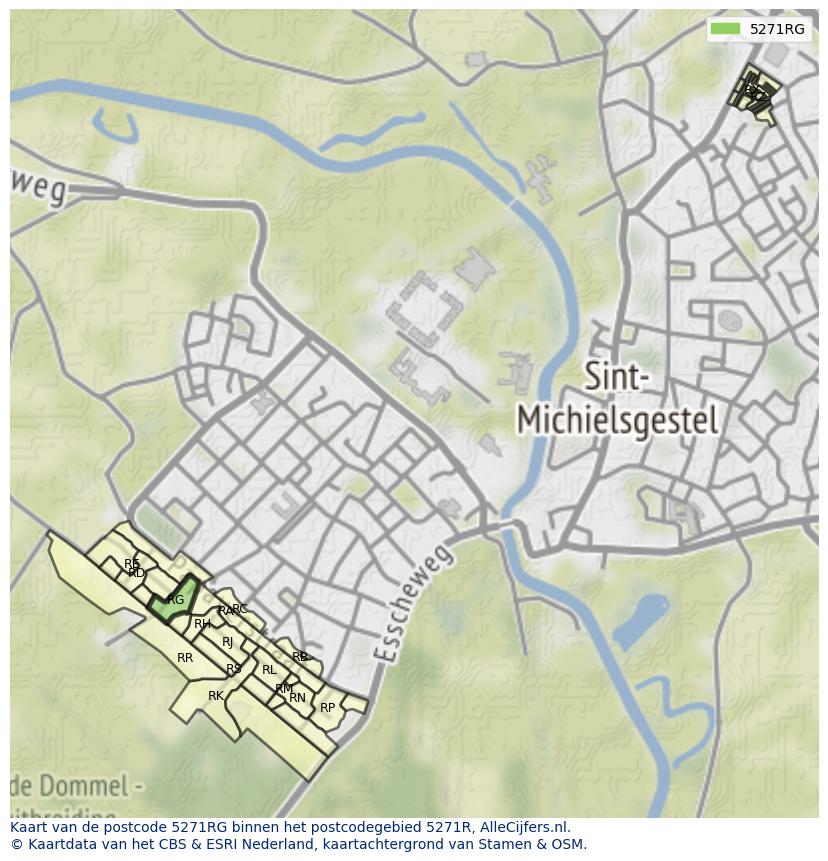 Afbeelding van het postcodegebied 5271 RG op de kaart.