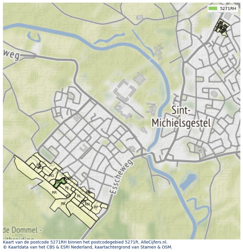 Afbeelding van het postcodegebied 5271 RH op de kaart.