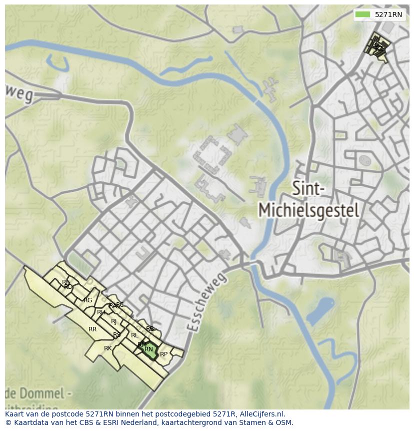 Afbeelding van het postcodegebied 5271 RN op de kaart.