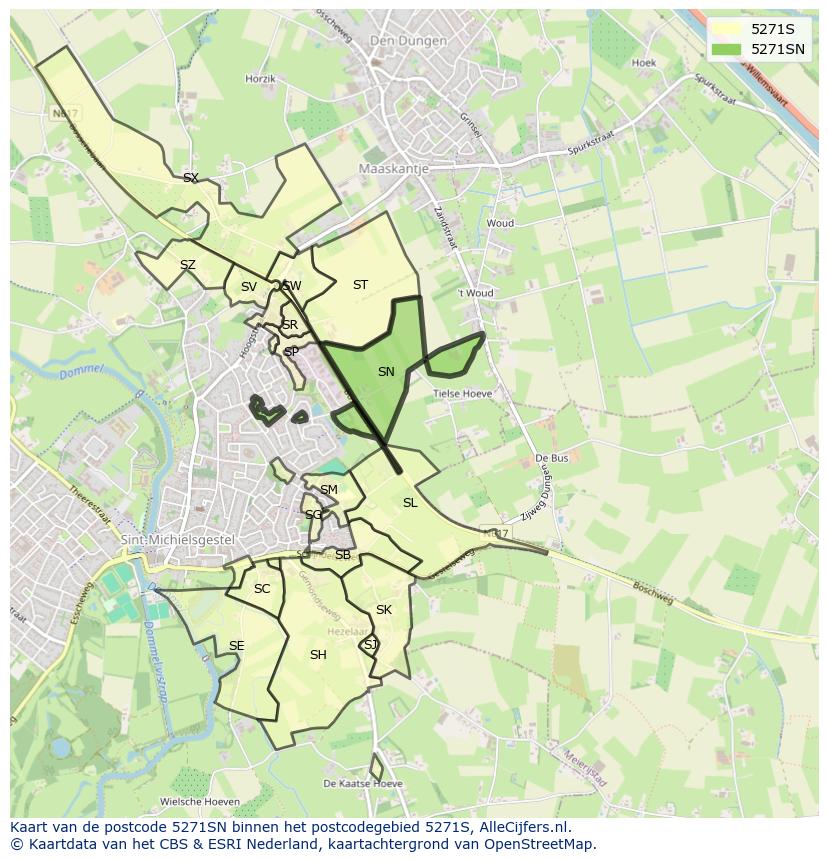 Afbeelding van het postcodegebied 5271 SN op de kaart.