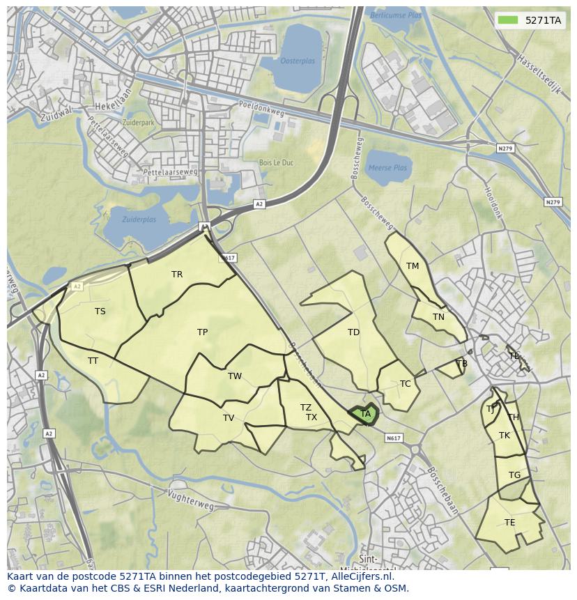 Afbeelding van het postcodegebied 5271 TA op de kaart.