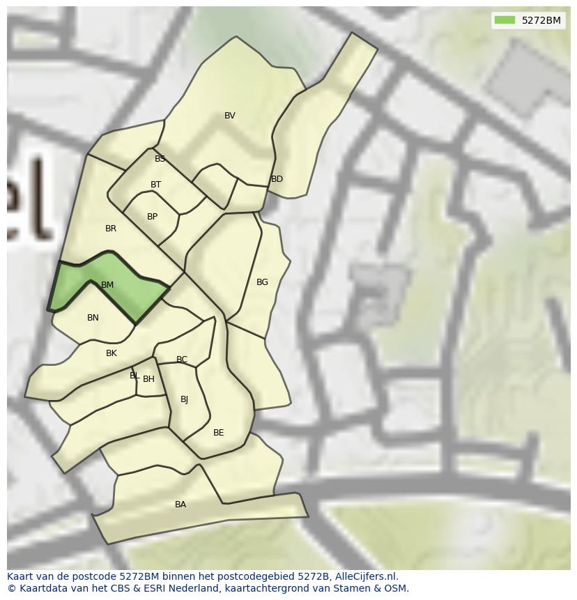 Afbeelding van het postcodegebied 5272 BM op de kaart.