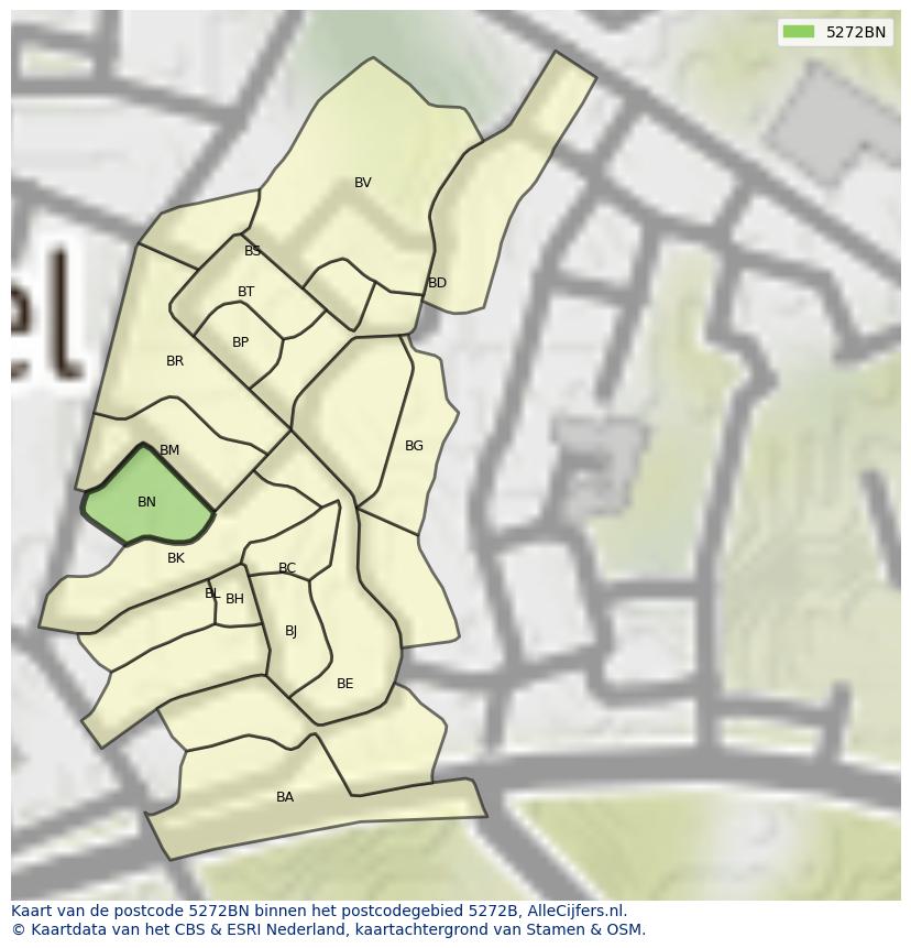 Afbeelding van het postcodegebied 5272 BN op de kaart.
