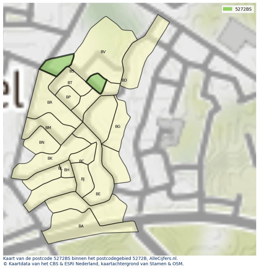 Afbeelding van het postcodegebied 5272 BS op de kaart.