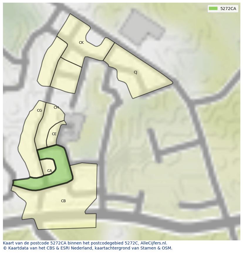 Afbeelding van het postcodegebied 5272 CA op de kaart.