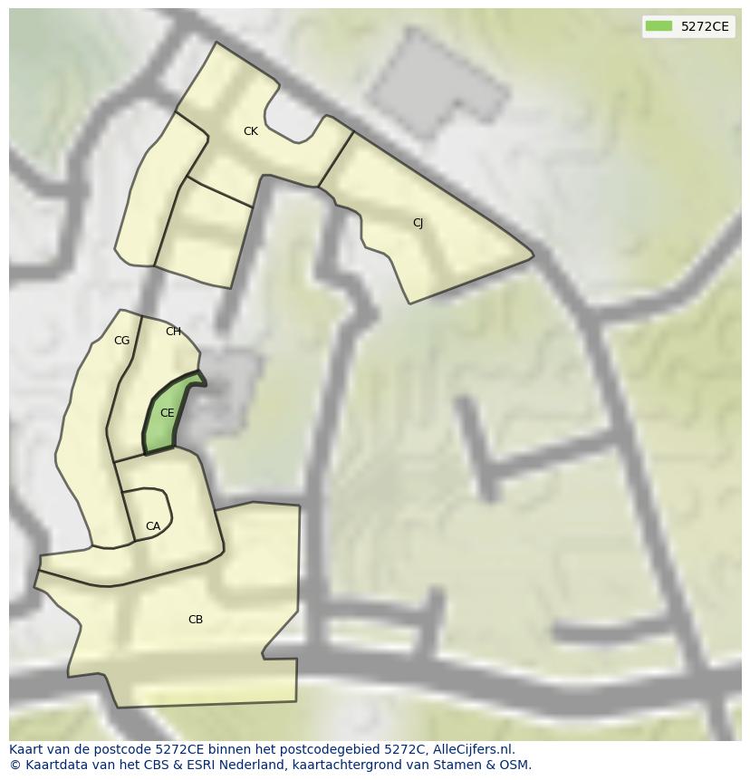 Afbeelding van het postcodegebied 5272 CE op de kaart.