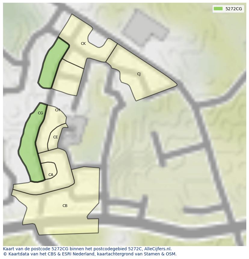 Afbeelding van het postcodegebied 5272 CG op de kaart.