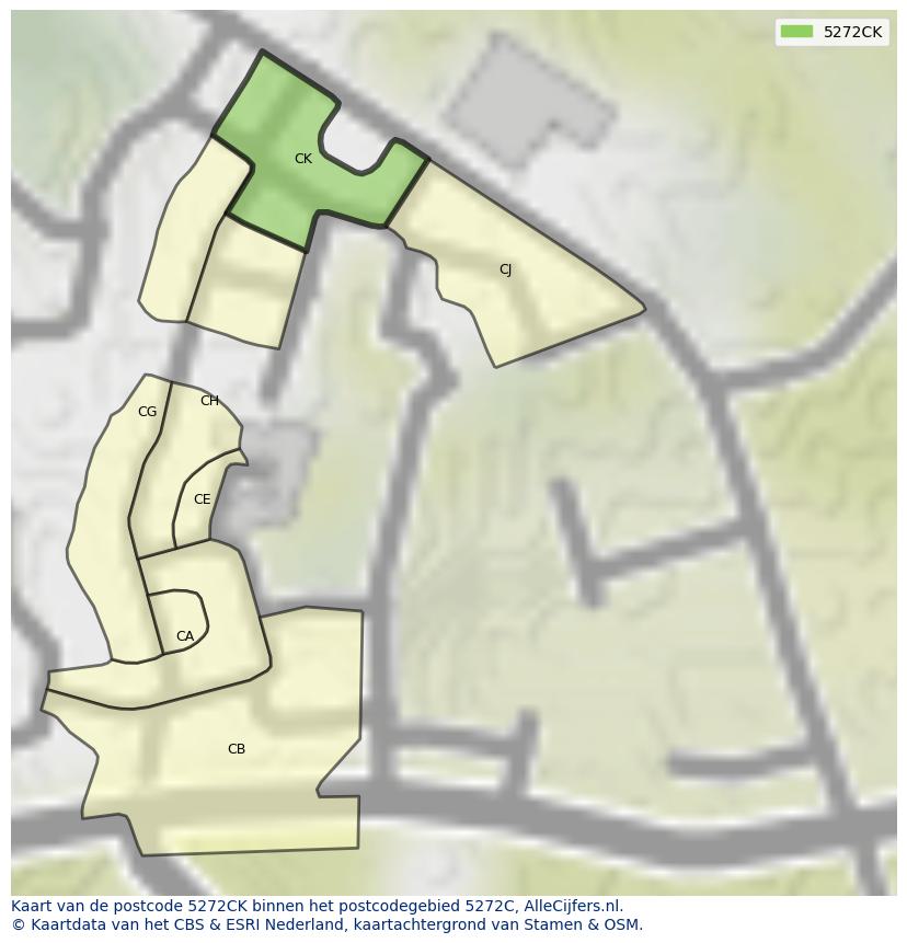 Afbeelding van het postcodegebied 5272 CK op de kaart.