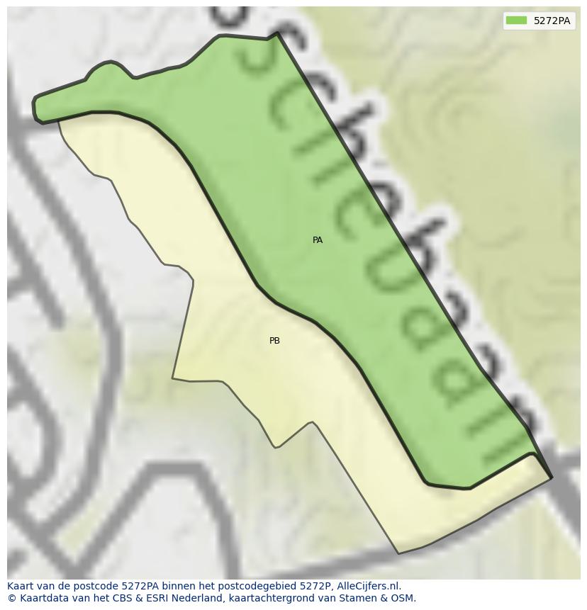 Afbeelding van het postcodegebied 5272 PA op de kaart.