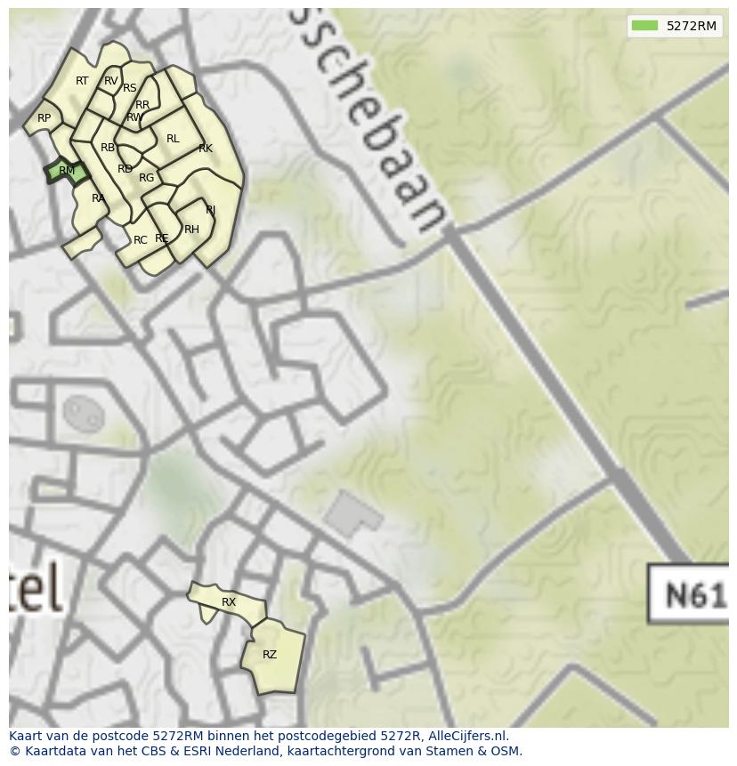 Afbeelding van het postcodegebied 5272 RM op de kaart.
