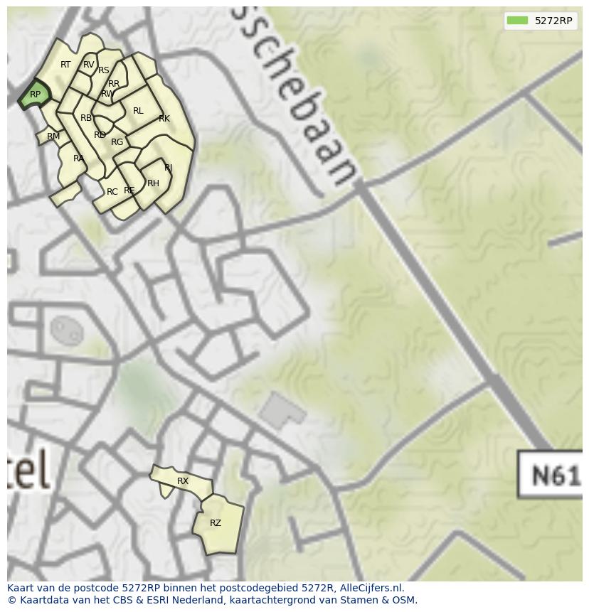 Afbeelding van het postcodegebied 5272 RP op de kaart.