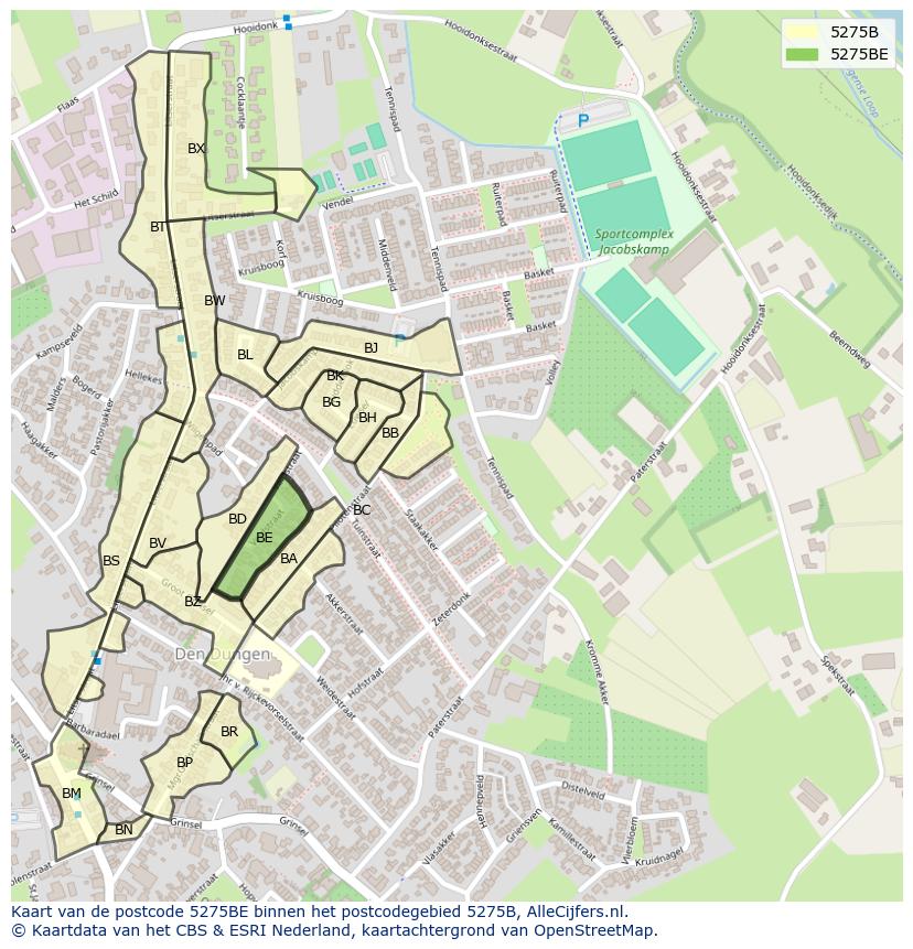 Afbeelding van het postcodegebied 5275 BE op de kaart.