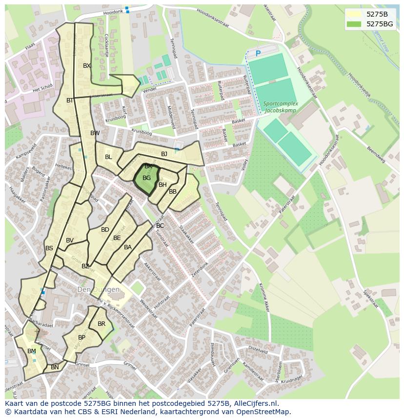 Afbeelding van het postcodegebied 5275 BG op de kaart.