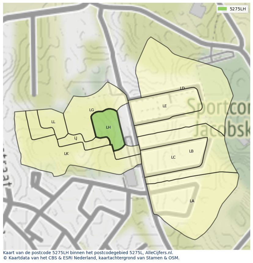 Afbeelding van het postcodegebied 5275 LH op de kaart.