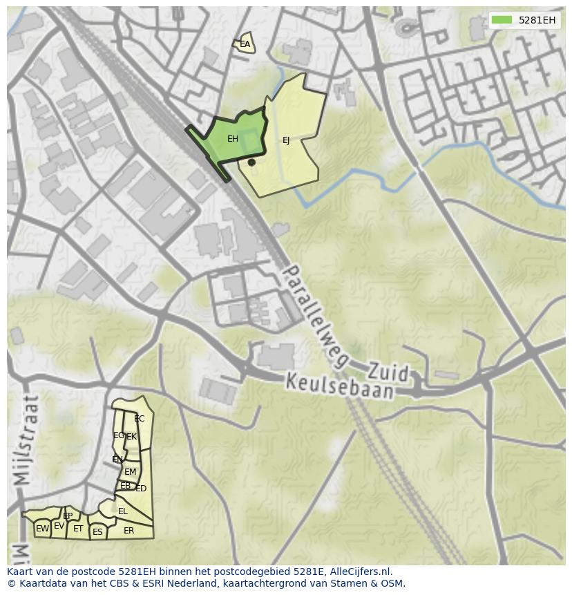 Afbeelding van het postcodegebied 5281 EH op de kaart.