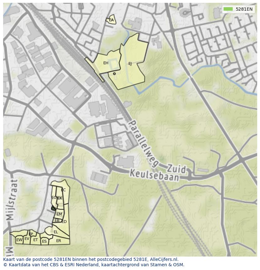 Afbeelding van het postcodegebied 5281 EN op de kaart.