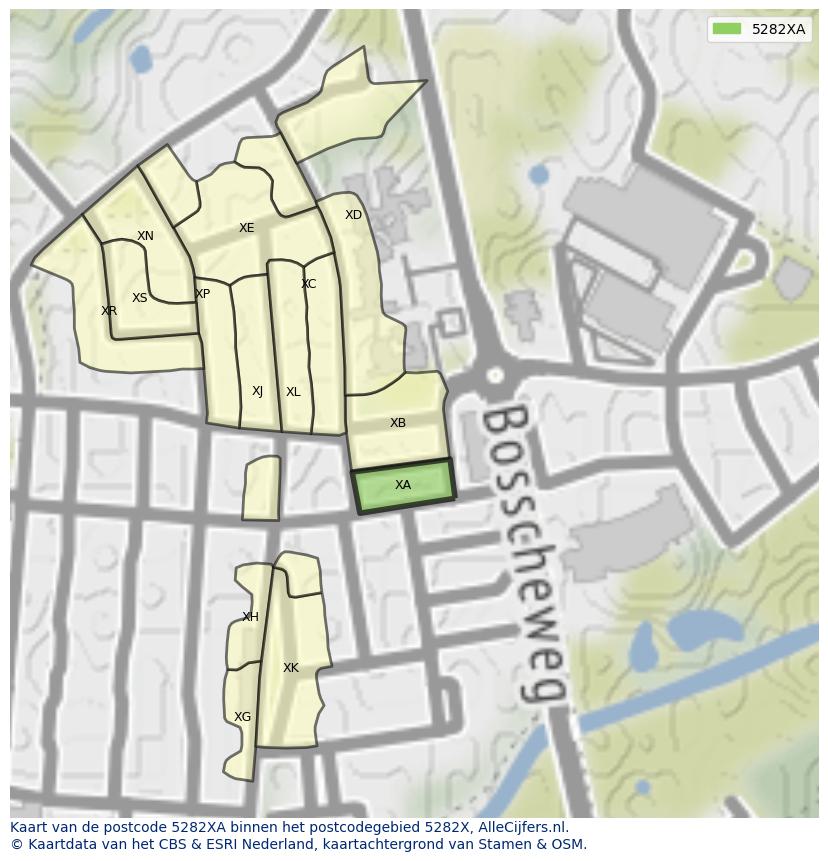 Afbeelding van het postcodegebied 5282 XA op de kaart.